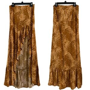 Stillwater The Hola Maxi Skirt Size Medium Fawn Print Bambi Brown